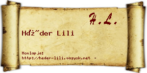 Héder Lili névjegykártya