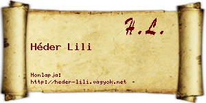 Héder Lili névjegykártya